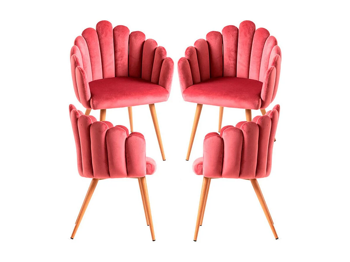 Packs Sillas Comedor - Pack 4 Sillones Main Terciopelo - Rosa