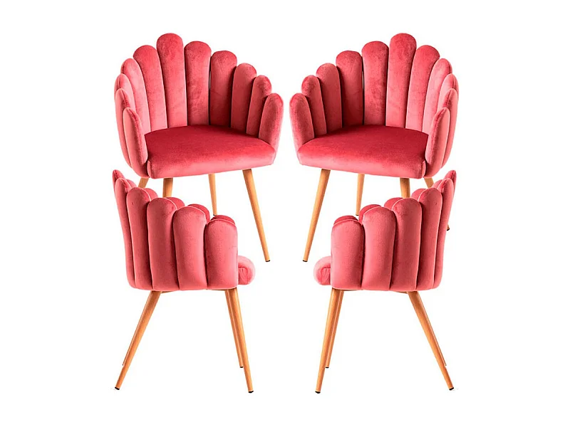 Packs Sillas Comedor - Pack 4 Sillones Main Terciopelo - Rosa