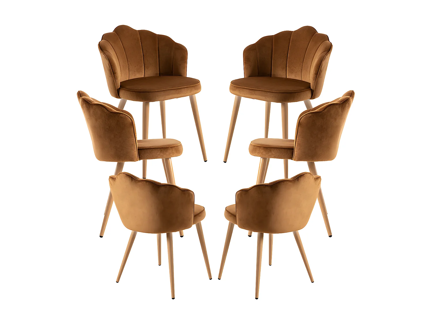 Packs Sillas Comedor - Pack 6 Sillas Blume Terciopelo - Marrón Claro