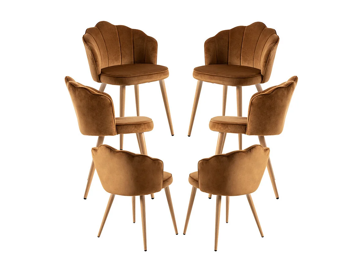 Packs Sillas Comedor - Pack 6 Sillas Blume Terciopelo - Marrón Claro