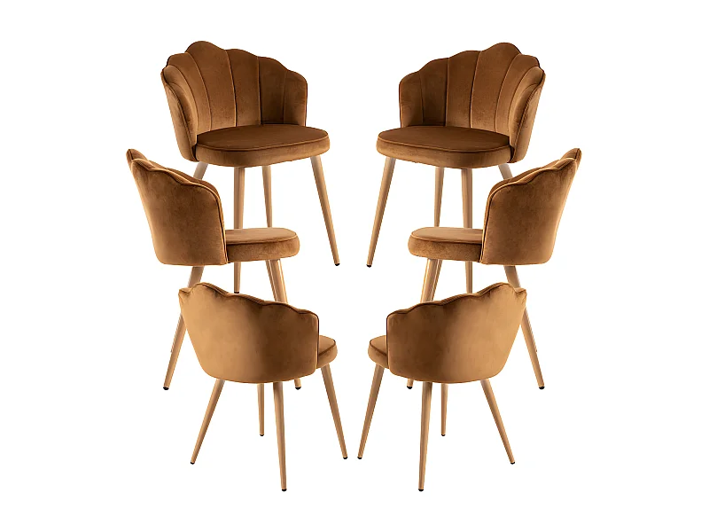 Packs Sillas Comedor - Pack 6 Sillas Blume Terciopelo - Marrón Claro