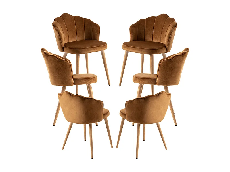 Packs Sillas Comedor - Pack 6 Sillas Blume Terciopelo - Marrón Claro