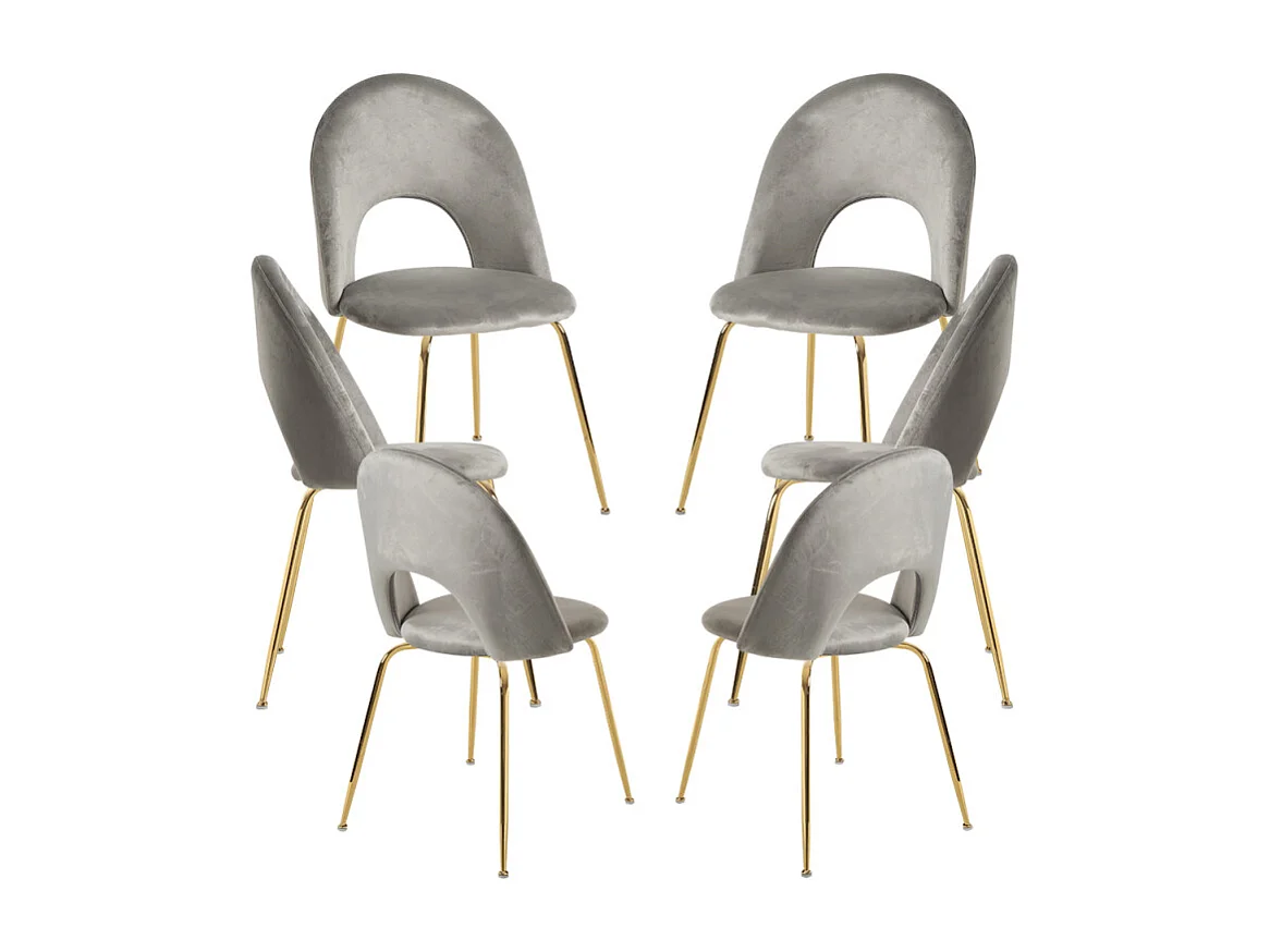 Packs Sillas Comedor - Pack 6 Sillas Dawa Gold Terciopelo - Gris claro