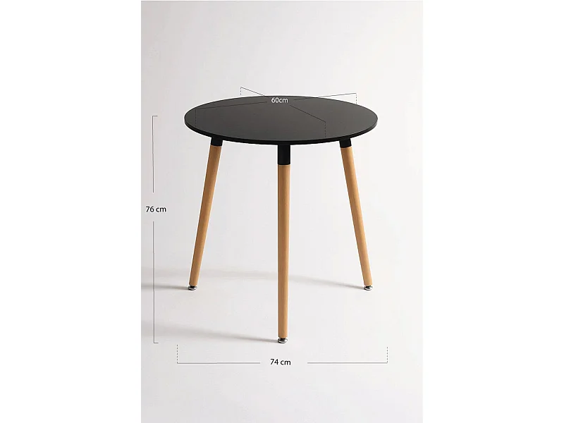 Estilo Nórdico - Mesa Tower Redonda 60 cm - Negro