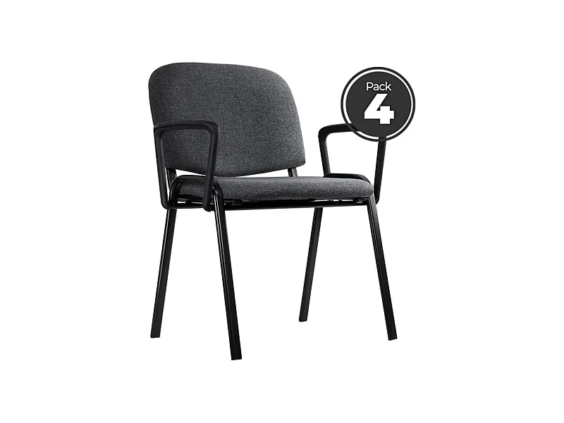 Pack 4 Sillas de Oficina sin ruedas ni brazos Ofis con Brazos - Máxima Ergonomía - Ideal para Escritorio y Gaming