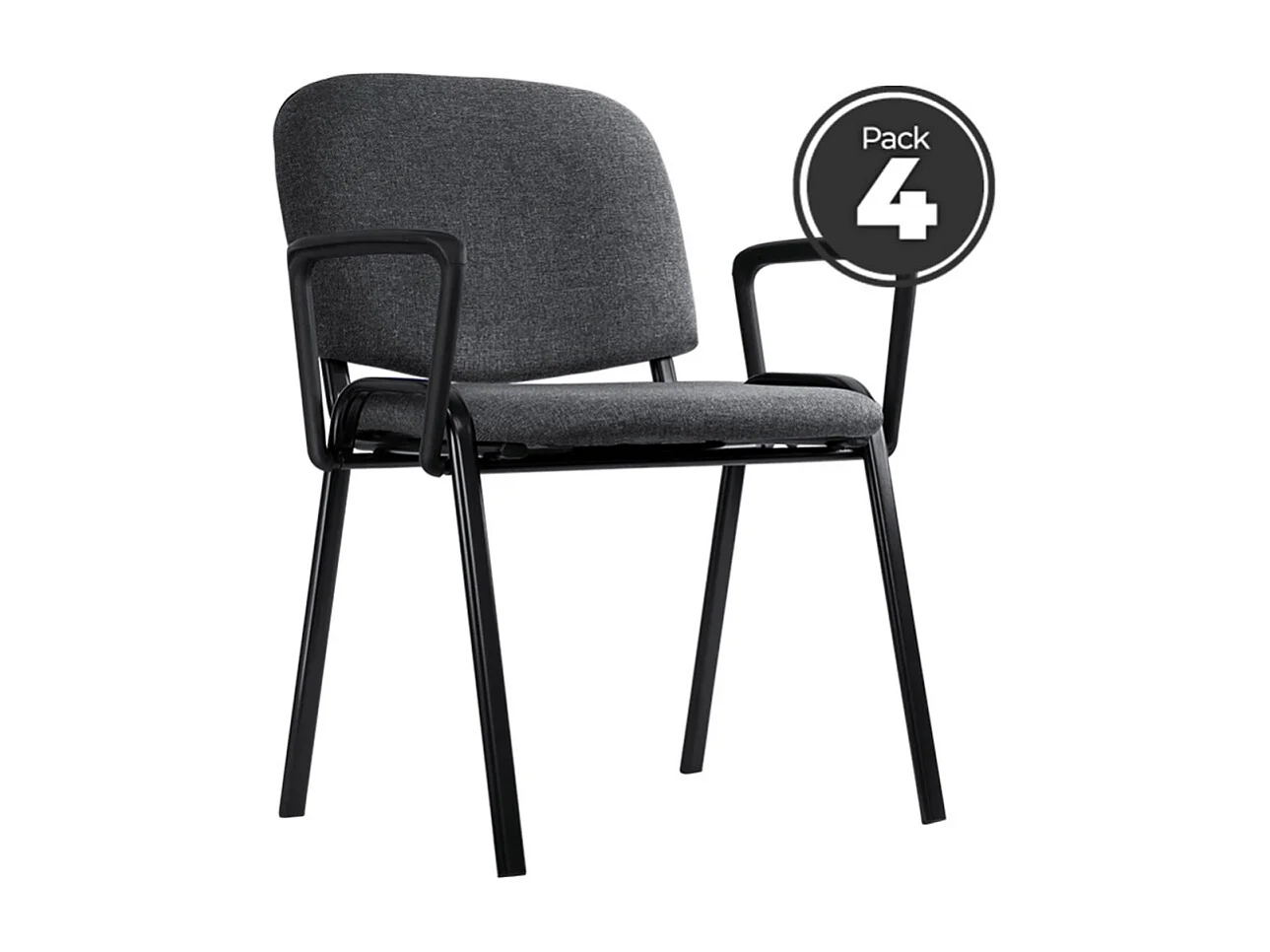 Pack 4 Sillas de Oficina sin ruedas ni brazos Ofis con Brazos - Máxima Ergonomía - Ideal para Escritorio y Gaming