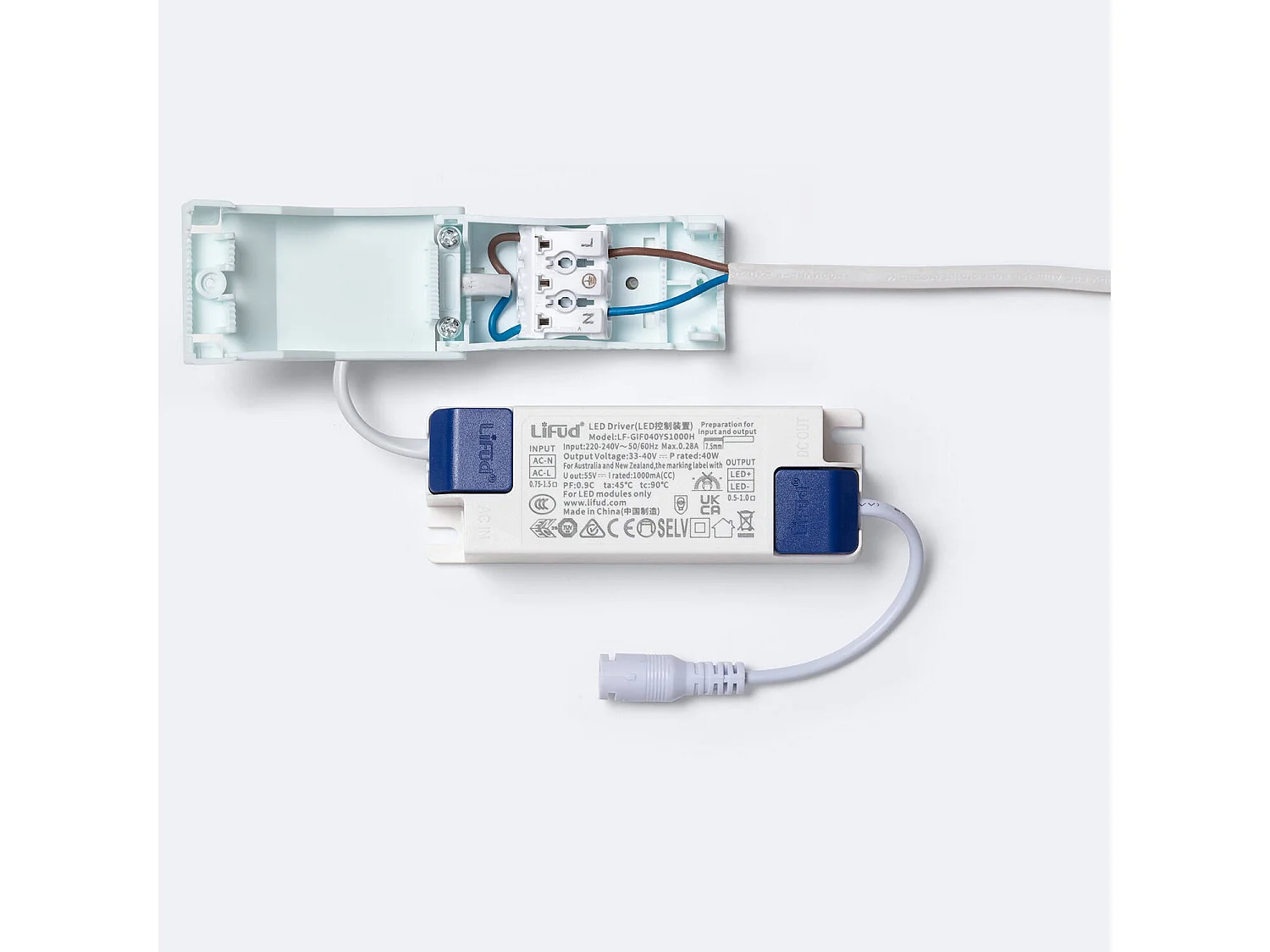 Pannello LED 60x60cm 40W 4000lm con Scatola di Connessione Rapida e Cavo di Sicurezza 6000K LIFUD Individuale Bianco Freddo