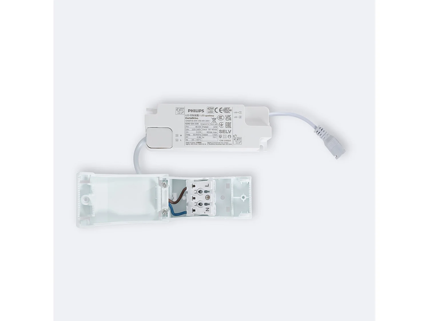 Pannello LED 60x60cm 40W 4000lm con Scatola di Connessione Rapida e Cavo di Sicurezza 6000K PHILIPS Certadrive Individuale Bianco Freddo