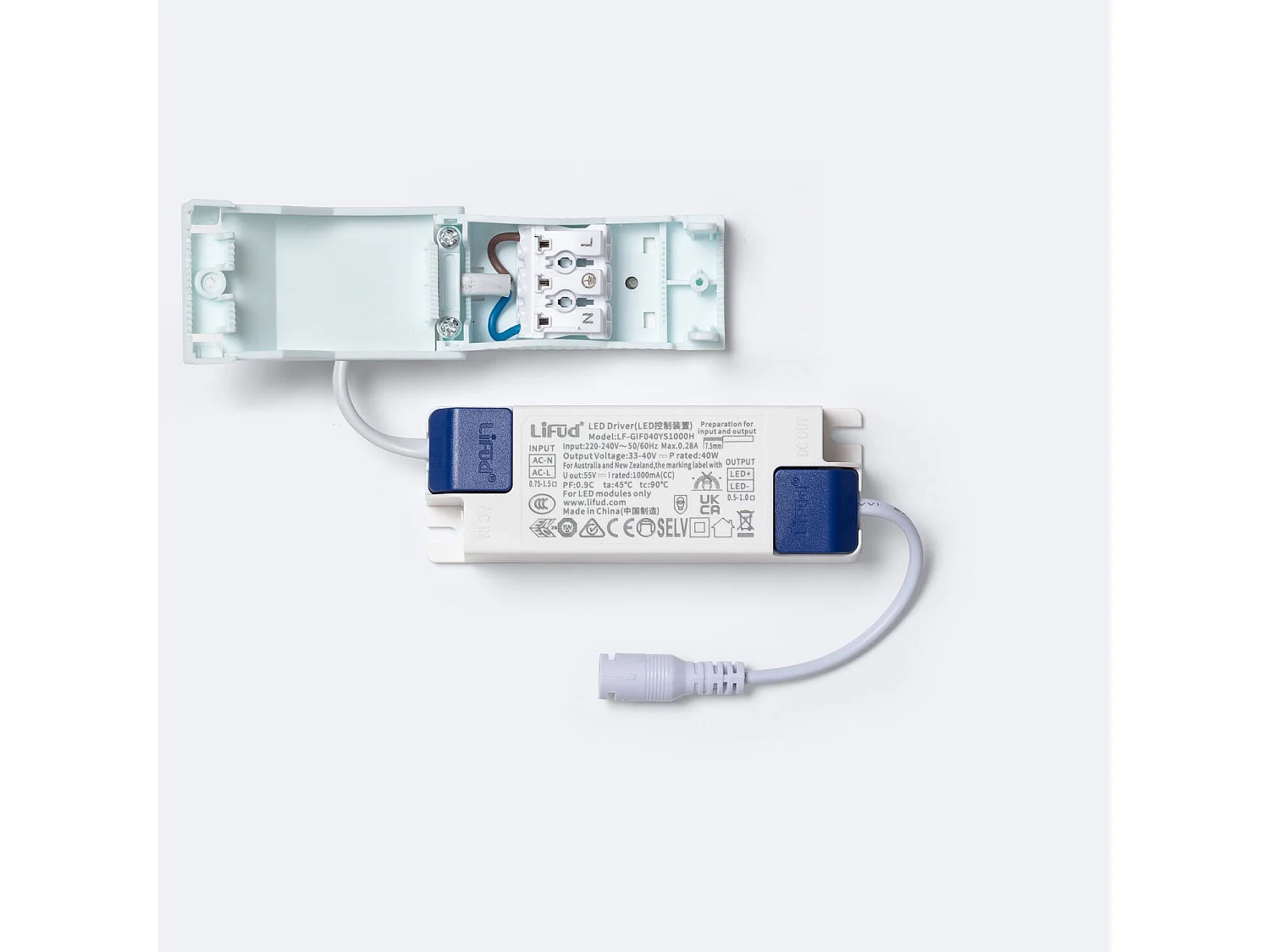 Panello LED 120x30cm 40W 4000lm Microprismatico (UGR17) con Scatola di Connessione Rapida 3000K LIFUD Individuale Bianco Caldo