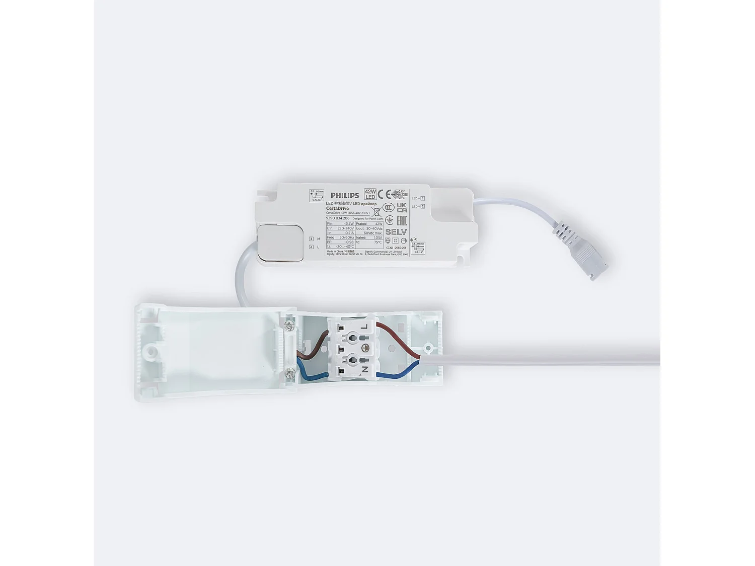 Pannello LED 60x60cm 40W 4000lm con Scatola di Connessione Rapida e Cavo di Sicurezza 4000K PHILIPS Certadrive Individuale Bianco Naturale