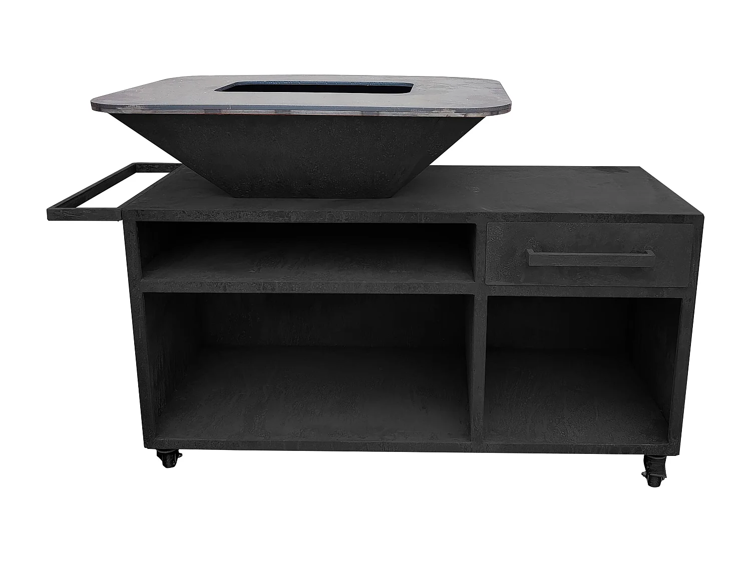 Barbacoa grande con mueble y plancha acero