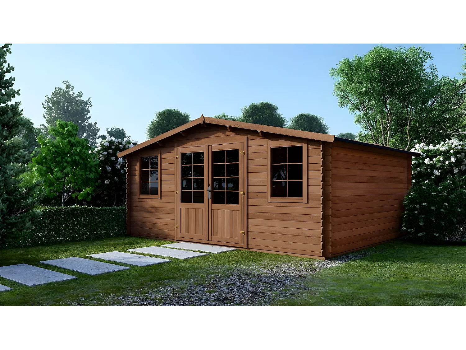 Casetta da giardino in legno - 34.8m2 - 5.9x5.9m - impregnata - 45mm - colore: marrone - DOM656 - ALTANKA