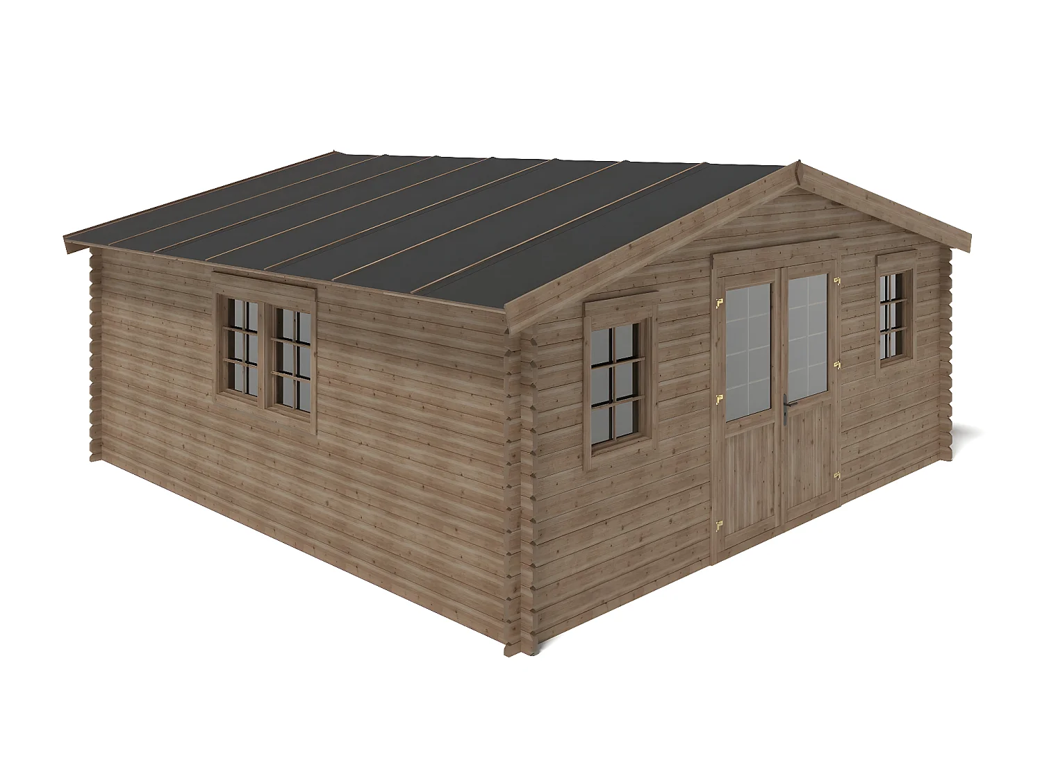Casetta da giardino in legno - 34.8m2 - 5.9x5.9m - impregnata - 45mm - colore: marrone - DOM656 - ALTANKA