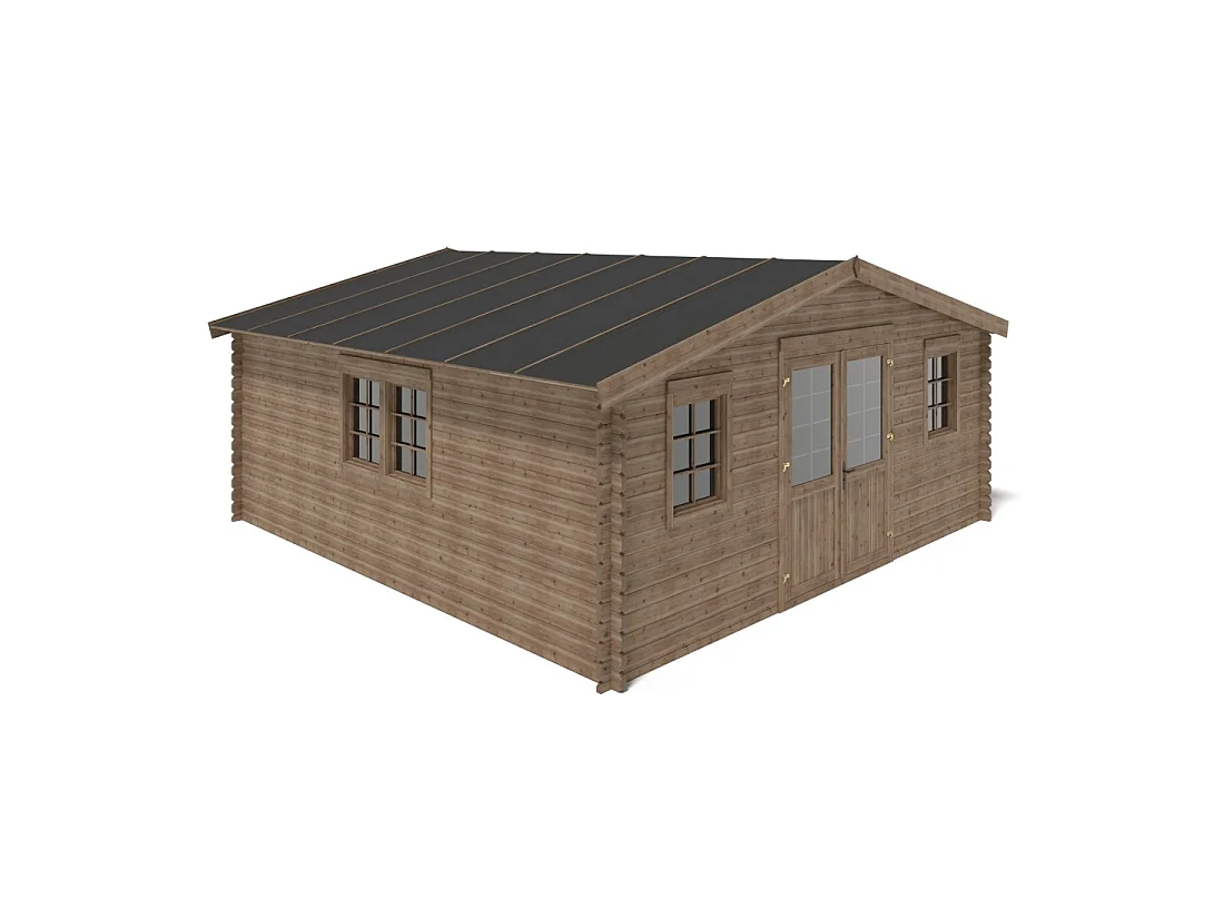 Abri de jardin en bois - 34.8m2 - 5.9x5.9m - Traité - Ep. 45mm - Couleur: marron - DOM656 - ALTANKA