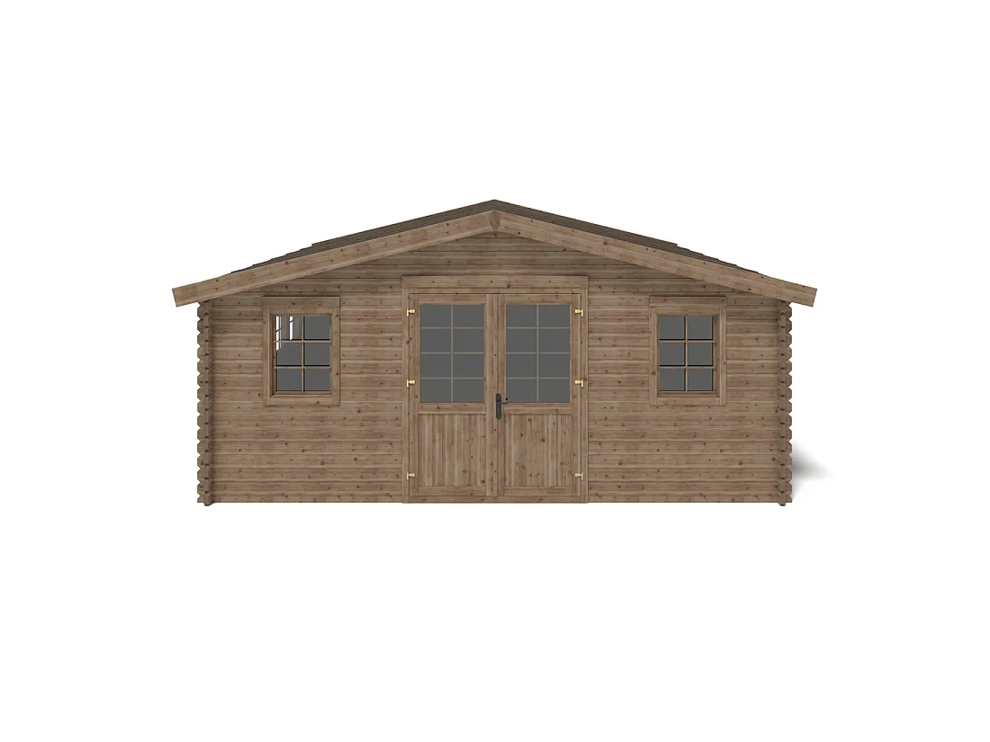 Abri de jardin en bois - 34.8m2 - 5.9x5.9m - Traité - Ep. 45mm - Couleur: marron - DOM656 - ALTANKA