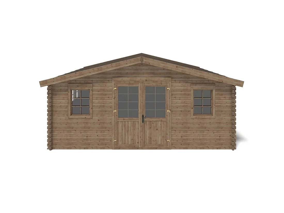 Casetta da giardino in legno - 34.8m2 - 5.9x5.9m - impregnata - 45mm - colore: marrone - DOM656 - ALTANKA