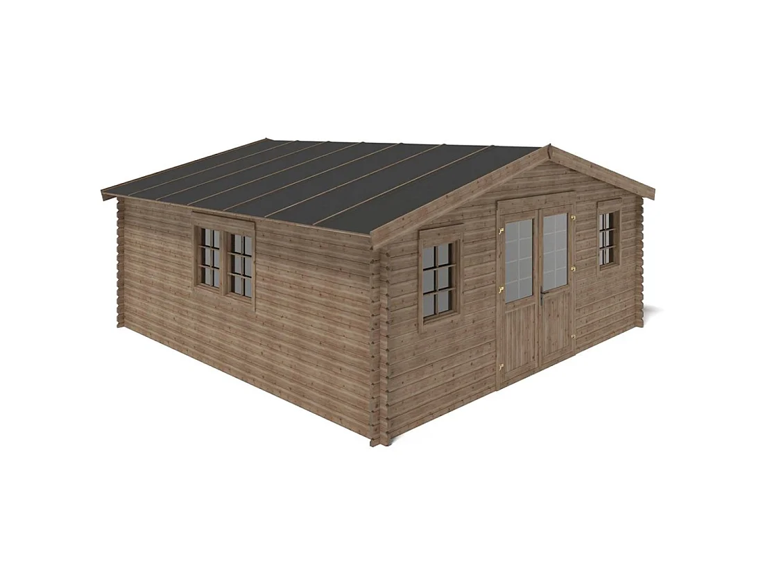 Casetta da giardino in legno - 34.8m2 - 5.9x5.9m - impregnata - 45mm - colore: marrone - DOM656 - ALTANKA