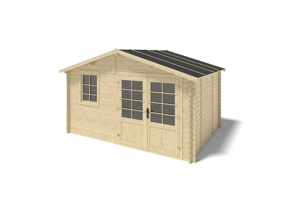 Abri de jardin en bois - 12m2 - 4x3m - Ep. 28mm - Couleur: naturel - DOM710 - ALTANKA