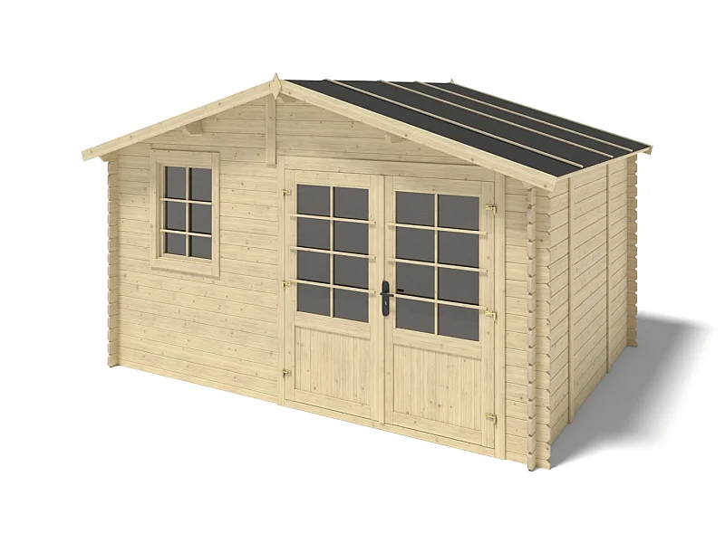 Abri de jardin en bois - 12m2 - 4x3m - Ep. 28mm - Couleur: naturel - DOM710 - ALTANKA