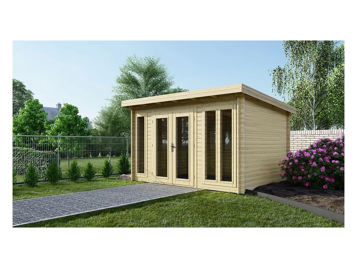 Abri de jardin en bois - 16m2 - 4x4m - Ep. 34mm - Couleur: naturel - DOM653 - ALTANKA