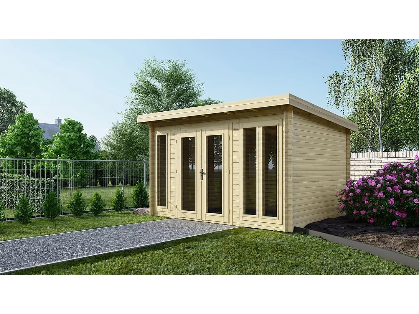Abri de jardin en bois - 16m2 - 4x4m - Ep. 34mm - Couleur: naturel - DOM653 - ALTANKA