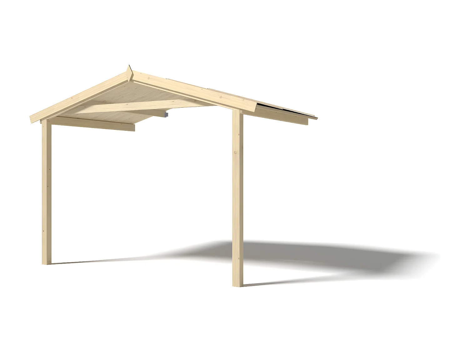 Casetta da giardino in legno con veranda e tettoia - 16.5m2 - 3x2.5m - 28mm - colore: naturale - DOM469+DOM394+DOM395+POD04 - ALTANKA