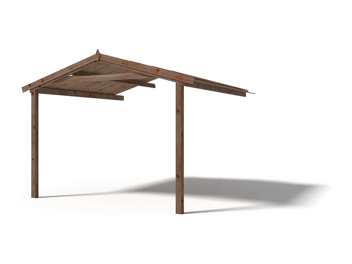 Tettoia di terazzo in legno - 3.00x3.00m - impregnata - colore marrone - DOM539 - ALTANKA
