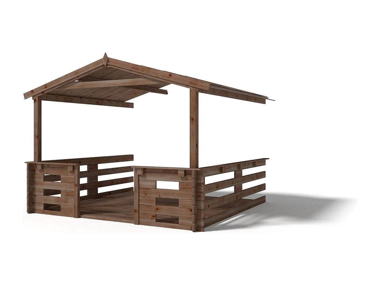Avant-toit en bois 3x3m pour le chalet de jardin 3m, traité, marron - DOM539 - ALTANKA