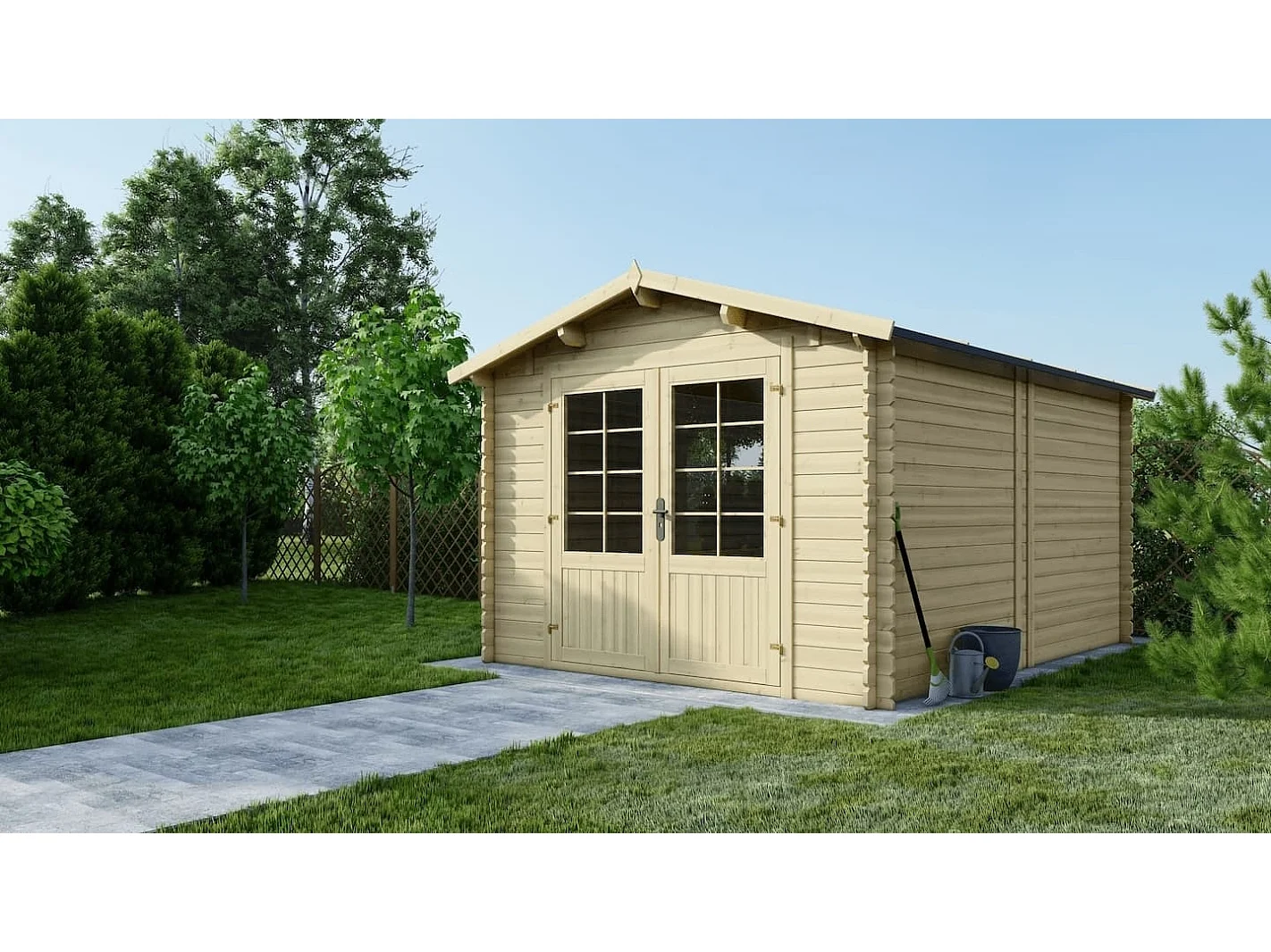 Abri de jardin en bois - 12m2 - 3x4m - Ep. 28mm - Couleur: naturel - DOM661 - ALTANKA