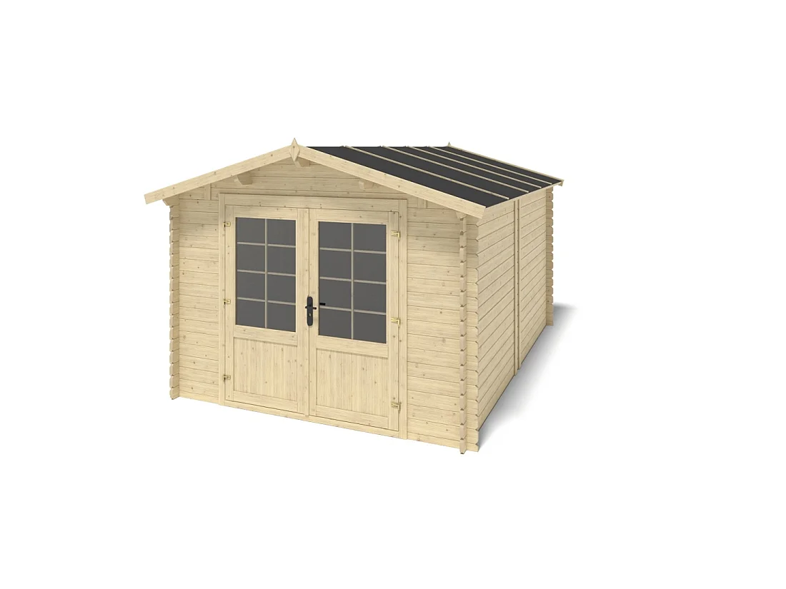 Abri de jardin en bois - 12m2 - 3x4m - Ep. 28mm - Couleur: naturel - DOM661 - ALTANKA