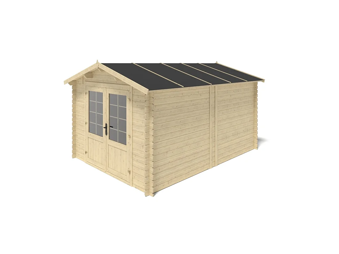 Abri de jardin en bois - 12m2 - 3x4m - Ep. 28mm - Couleur: naturel - DOM661 - ALTANKA