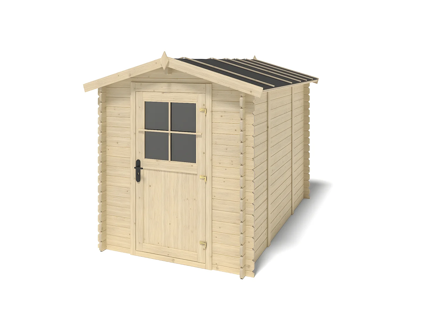 Abri de jardin en bois - 5,70m2 - 1,90x3m - Ep. 28mm - Couleur: naturel - DOM662 - ALTANKA