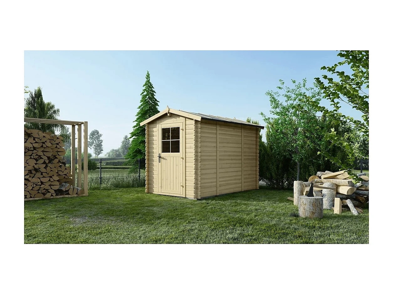 Abri de jardin en bois - 5.7m2 - 1.9x3m - Ep. 28mm - Couleur: naturel - DOM662 - ALTANKA