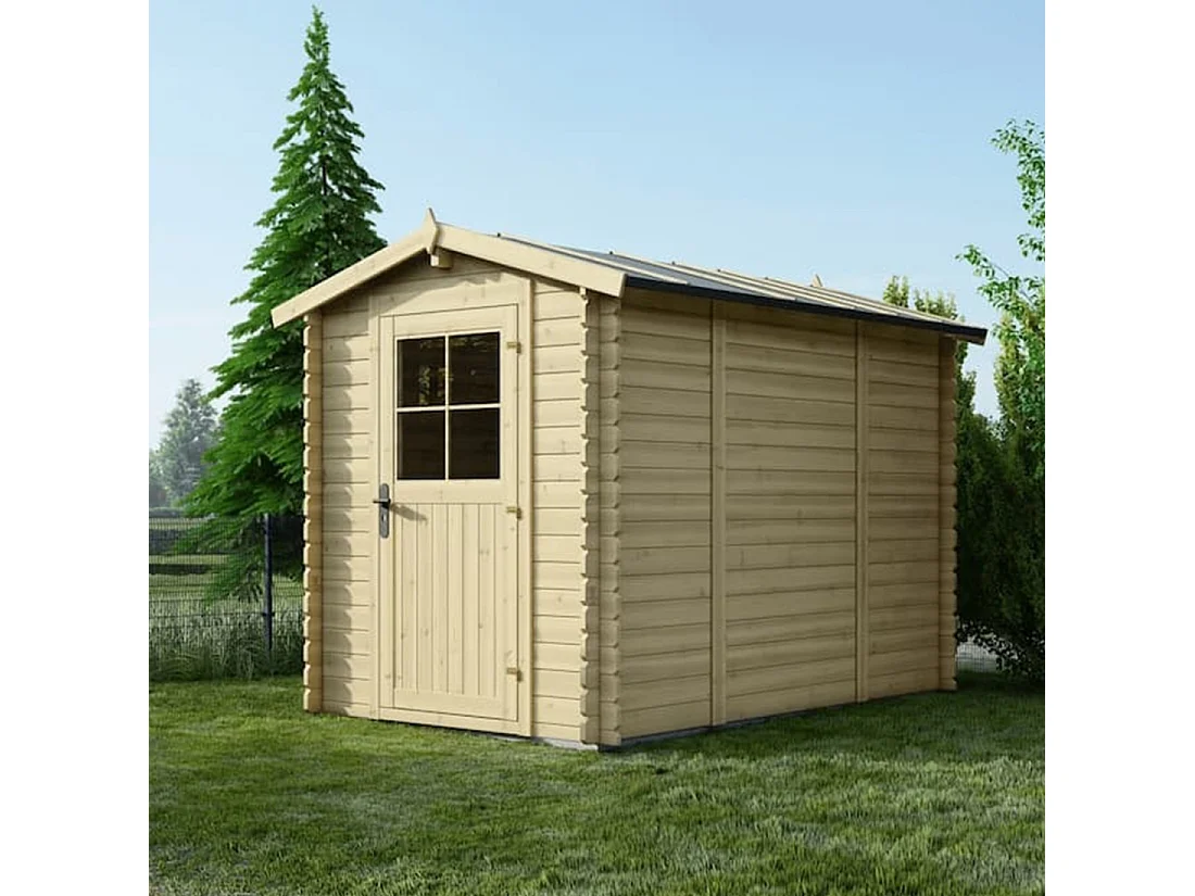 Abri de jardin en bois - 5.7m2 - 1.9x3m - Ep. 28mm - Couleur: naturel - DOM662 - ALTANKA