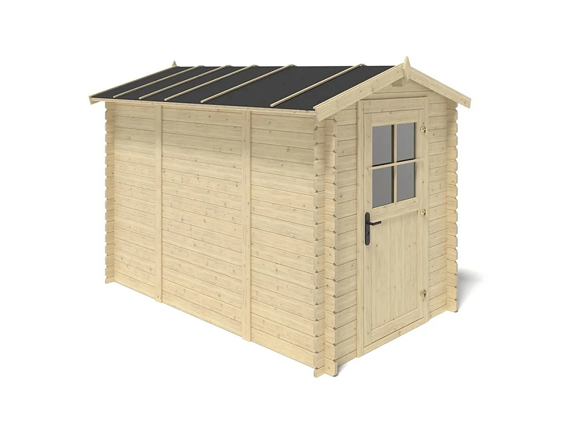 Abri de jardin en bois - 5.7m2 - 1.9x3m - Ep. 28mm - Couleur: naturel - DOM662 - ALTANKA