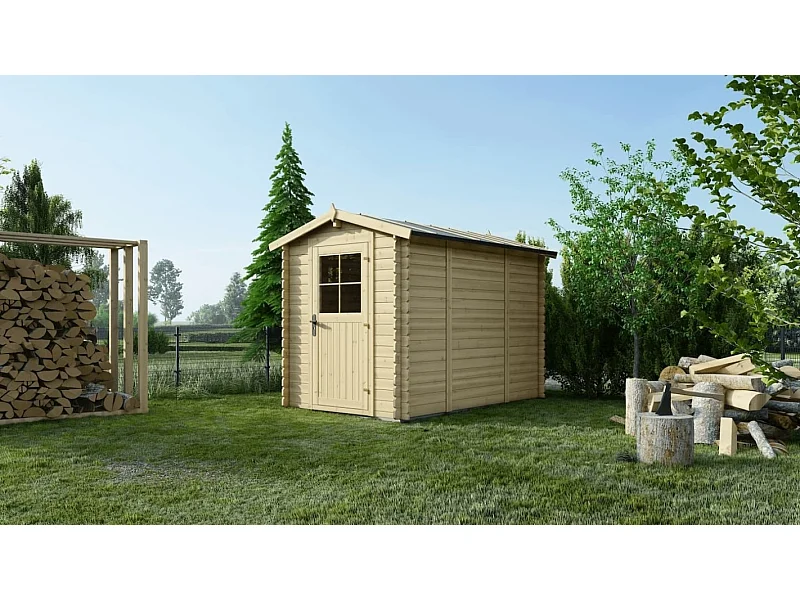 Abri de jardin en bois - 5.7m2 - 1.9x3m - Ep. 28mm - Couleur: naturel - DOM662 - ALTANKA