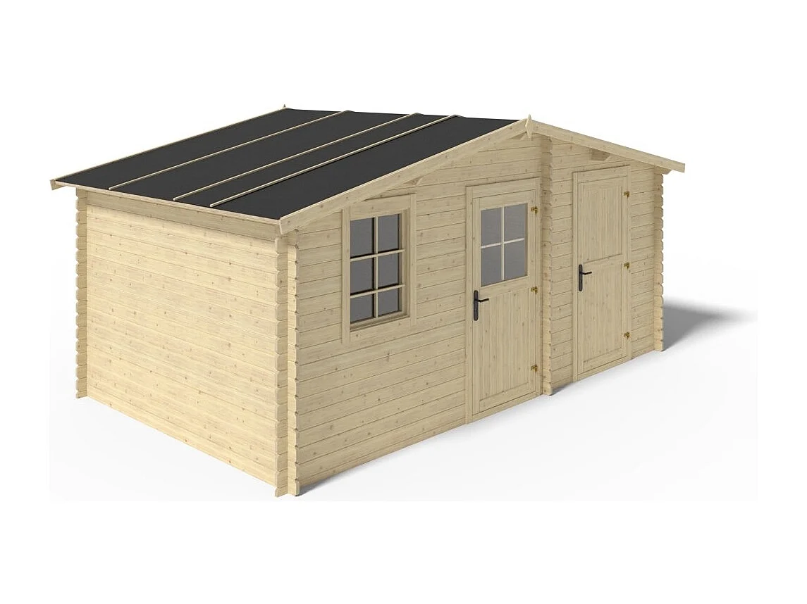 Abri de jardin en bois - 15m2 - 5x3m - Ep. 28mm - Couleur: naturel - DOM578 - ALTANKA
