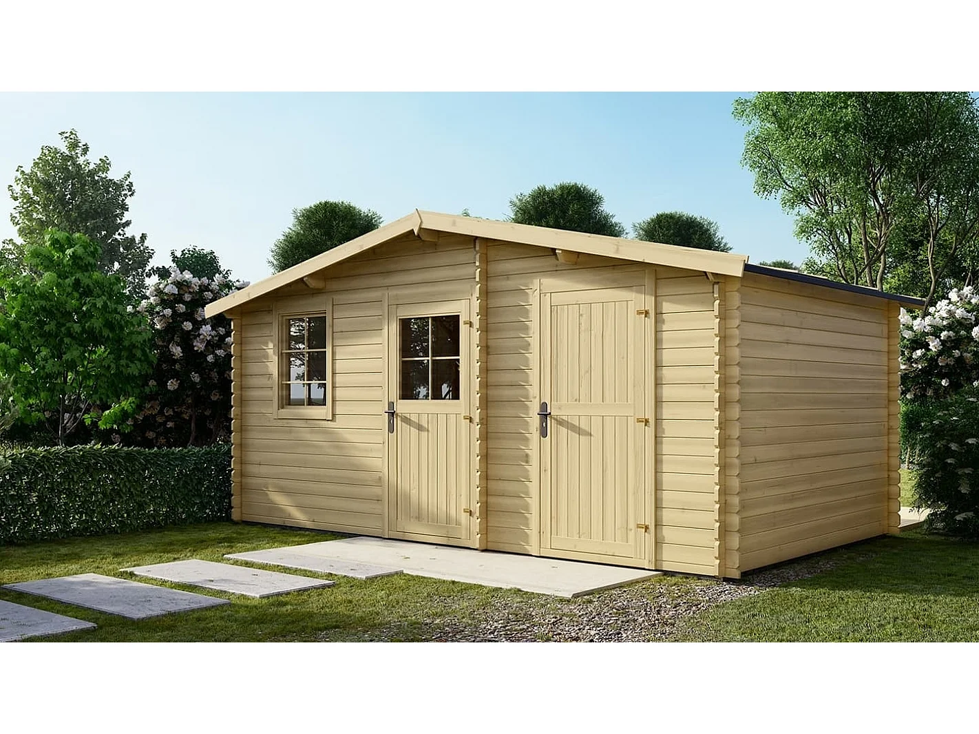 Casetta da giardino in legno - 15m2 - 5x3m - 28mm - colore: naturale - DOM578 - ALTANKA