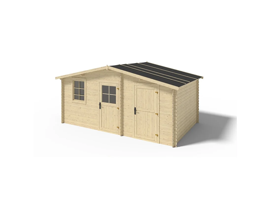 Abri de jardin en bois - 15m2 - 5x3m - Ep. 28mm - Couleur: naturel - DOM578 - ALTANKA