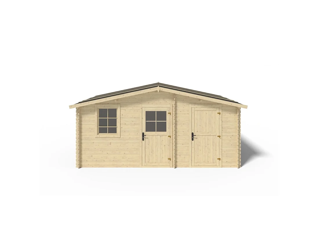 Abri de jardin en bois - 15m2 - 5x3m - Ep. 28mm - Couleur: naturel - DOM578 - ALTANKA