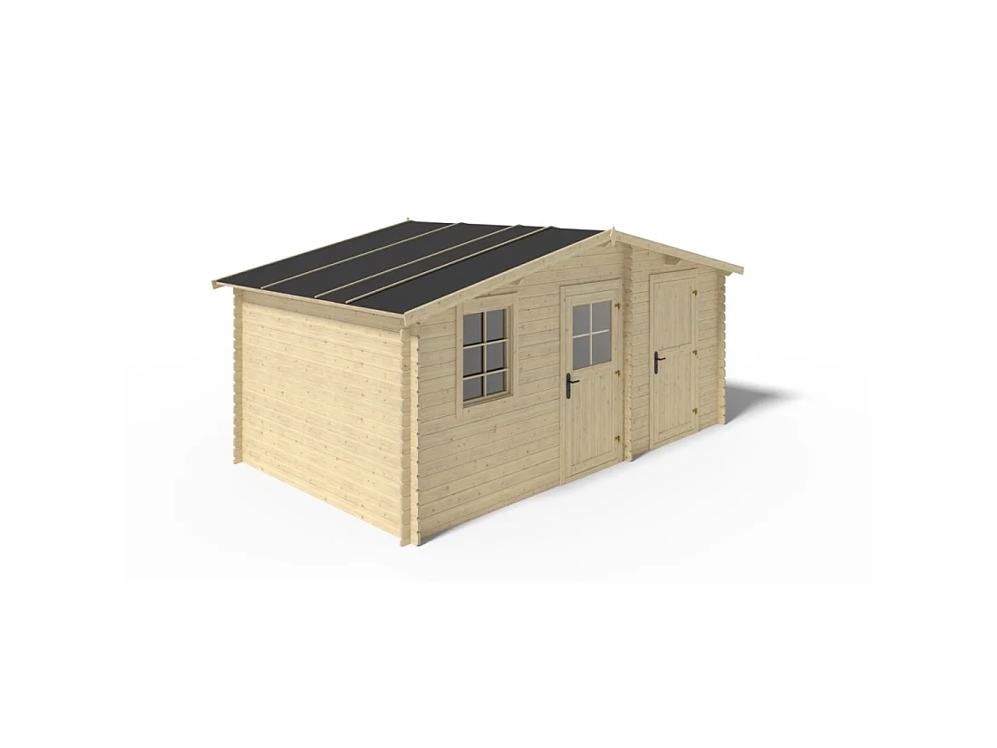 Abri de jardin en bois - 15m2 - 5x3m - Ep. 28mm - Couleur: naturel - DOM578 - ALTANKA
