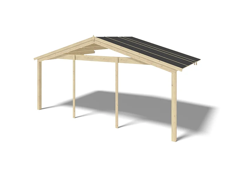 Avant-toit en bois 6x3m pour le chalet de jardin 6m, couleur naturel - DOM556 - ALTANKA