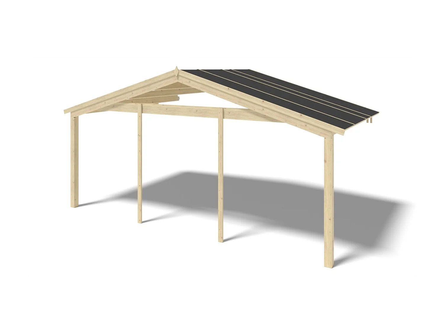 Avant-toit en bois 6x3m pour le chalet de jardin 6m, couleur naturel - DOM556 - ALTANKA
