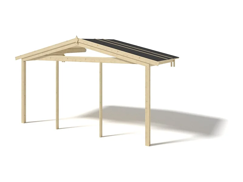 Avant-toit en bois 4x2m pour le chalet de jardin 4m, couleur naturel - DOM617 - ALTANKA