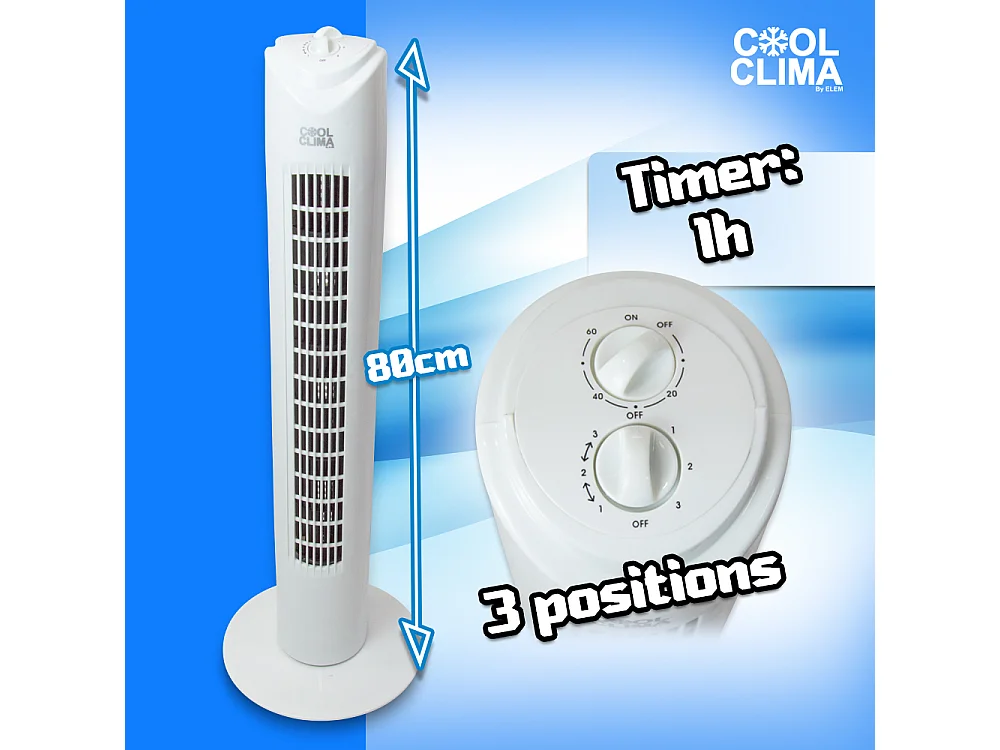 Ventilateur colonne 45W avec timer - Cool clima