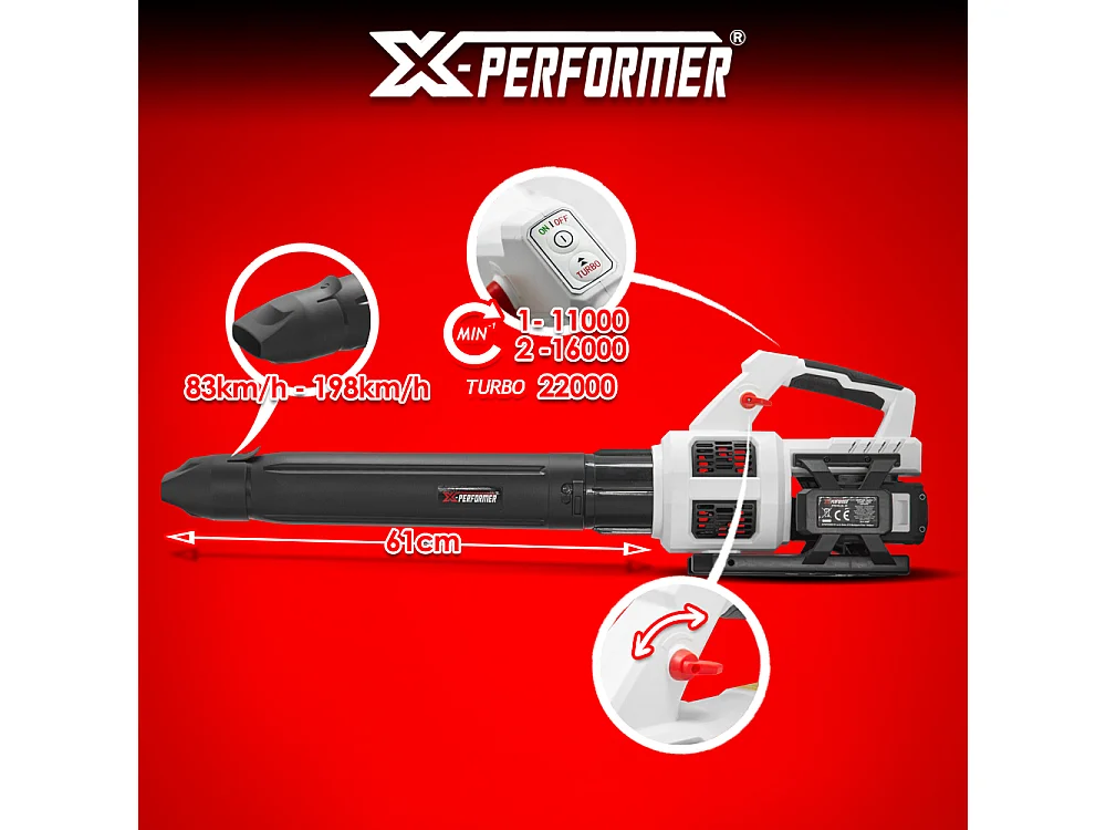 Souffleur rechargeable 2x20 V max avec fonction turbo livré sans batterie - X PERFORMER