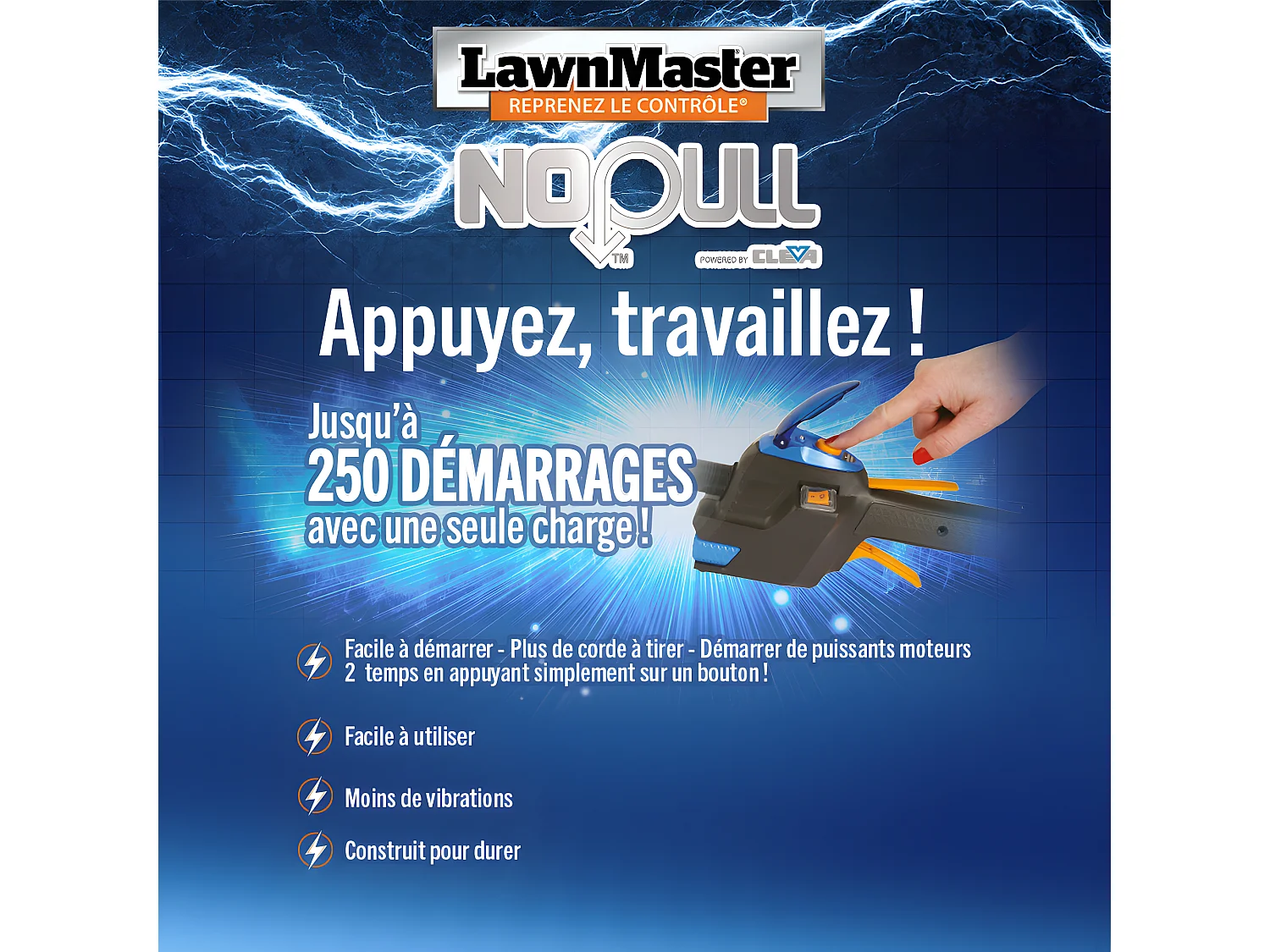 Souffleur thermique dorsal 31CC avec démarrage électrique - 270km/H - Lawnmaster