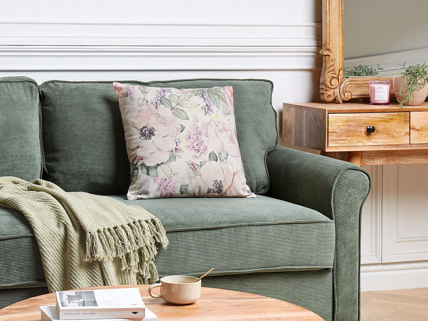 Coussin ZAHRIYE 45 x 45 cm Violet Motif floral