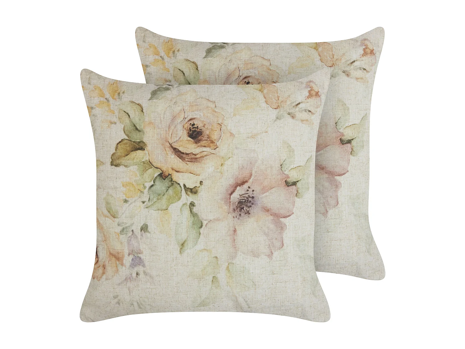 Set van 2 decoratieve kussens ZAHRIYE 45 x 45 cm Beige Bloempatroon