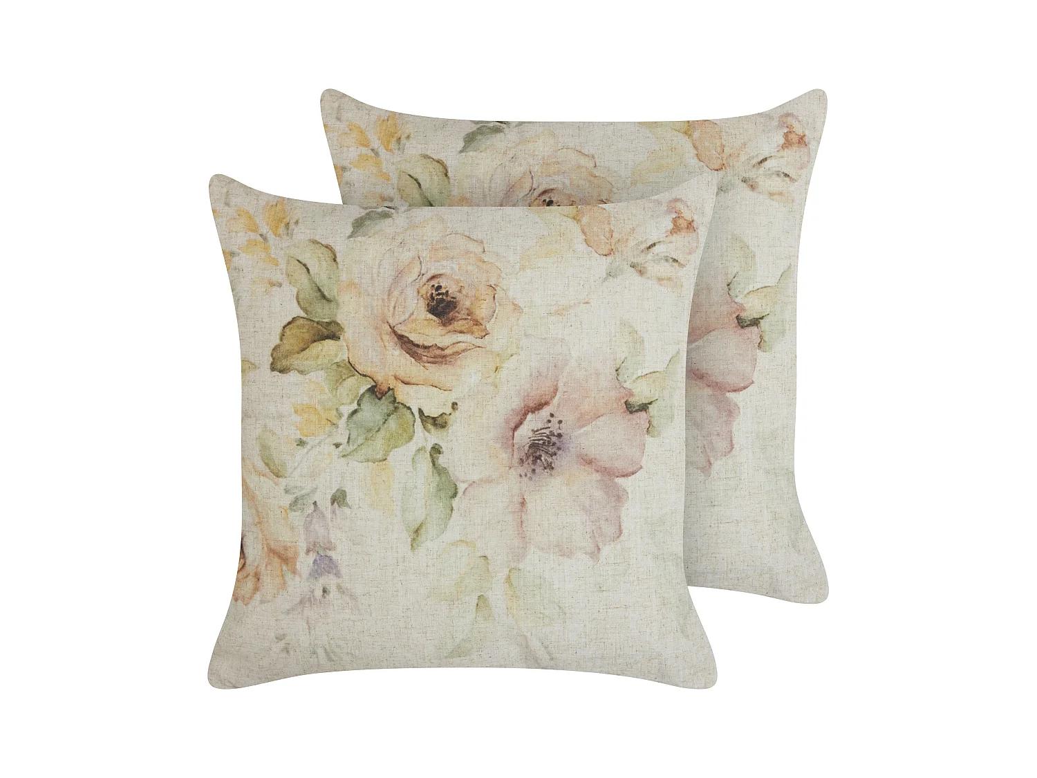 Lot de 2 coussins décoratifs ZAHRIYE 45 x 45 cm Beige Motif floral
